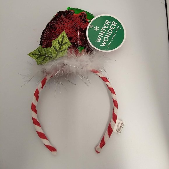 🌷‼️5/$20 Winter Wonder Lane Christmas Holiday Elf 4" Sequin Red Green Headband - Picture 9 of 10